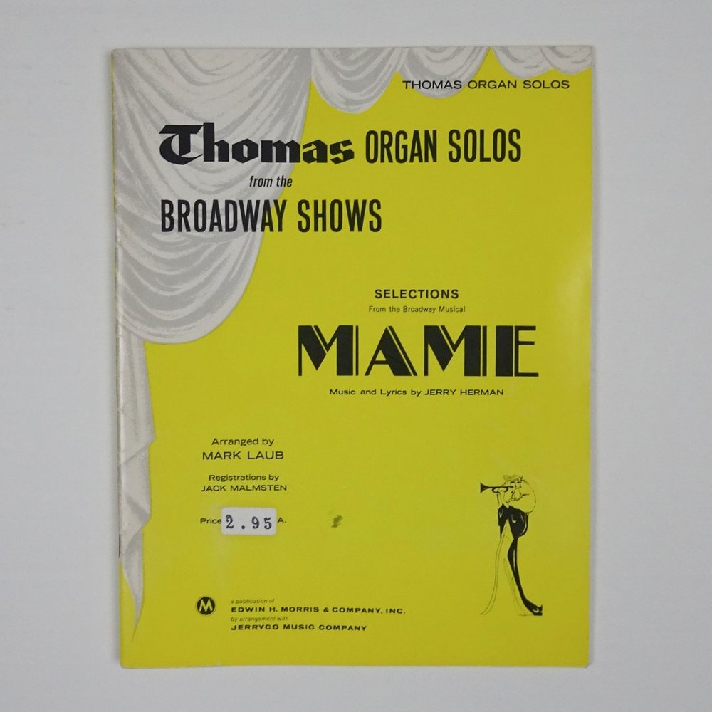 Thomas Organ Solos Broadway Shows Mame Musical Sheet Music 1967 Jerry Herman Vtg